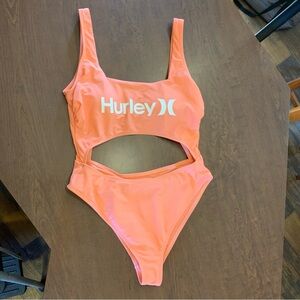 Hurley Peach Cutout One-Piece Swimsuit Large
